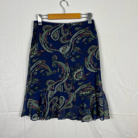 Vintage Paisley Flowy Midi Skirt Sz 4P - Picture 6 of 7